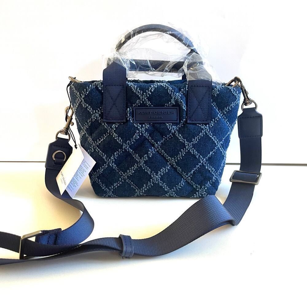 Kurt Geiger NWT, Quilted Denim Blue Tote with Dust Bag - Picture 4 of 15